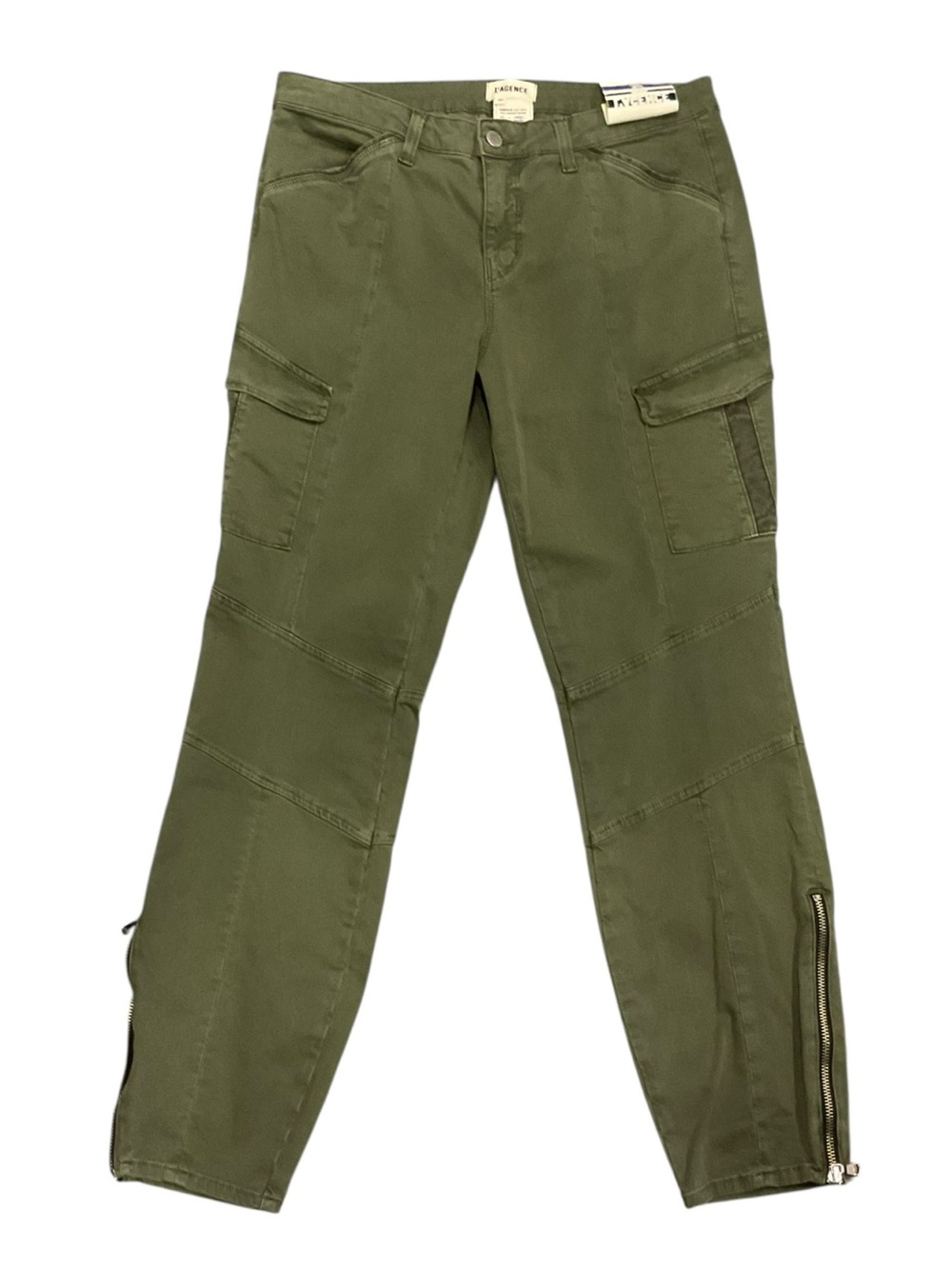 L’agence Woman’s Olive Green Cargo Zip Hem Pants